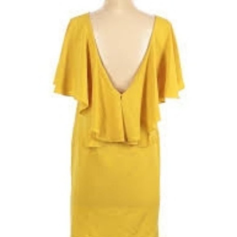 Zara Mustard Yellow Flowy Oversized Ruffled Dress